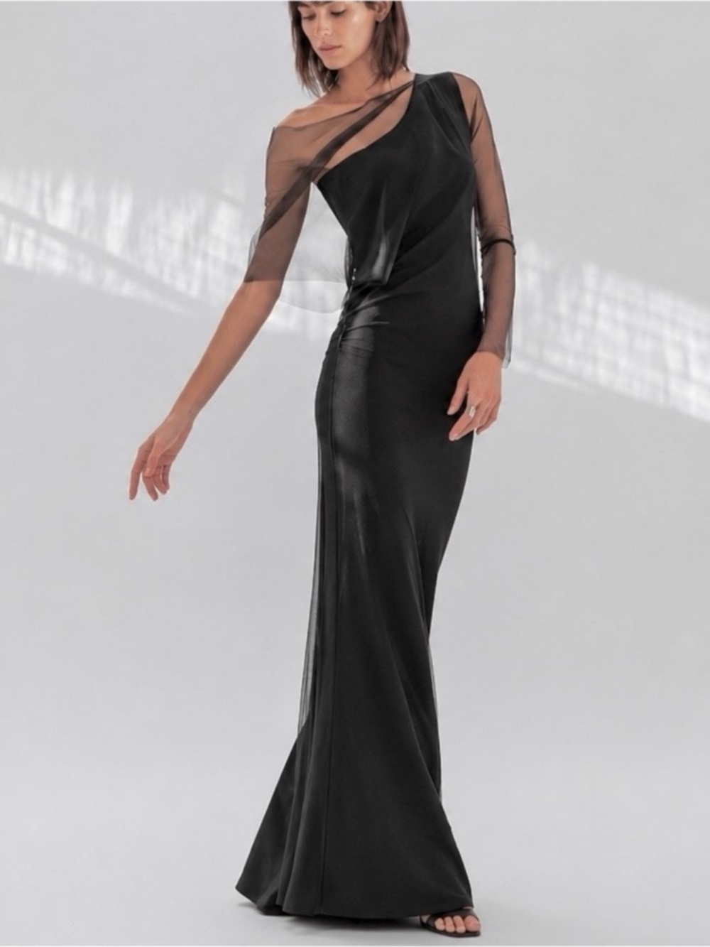 Marcella NYC Valeria DressEuropean Ponte One Shoulder Gown Maxi Size Medium - Picture 7 of 14